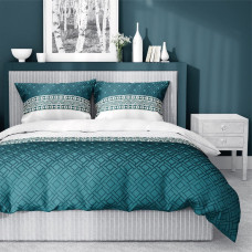 Kokvilnas gultas veļa 220x200 rombi 3842 smalks tirkīzs Cotton 1