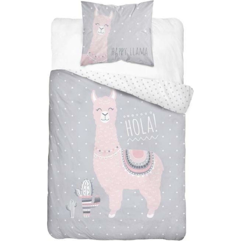 Jauniešu gultas veļa 160x200 Lama 6413 Lamy pelēka rozā 3018 A