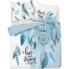 Kokvilnas gultas veļa 220x200 Dreamcatcher tirkīza zila 3751 A Holland 78