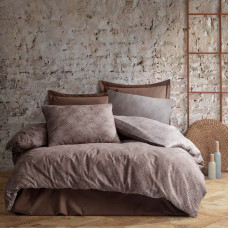Kokvilnas gultas veļa 160x200 hannah brūna žakarda ģeometrija Cottonlove Jacquard