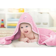 Mazuļa peldkostīms 100x100 Bunny bunny rozā dvielis ar kapuci
