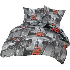 Mizas pakaiši 140x200 pelēki sarkani London A500_3D ar pogām 100% bieza kokvilna