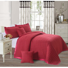 Dekoratīvais gultas pārklājs 240x260, bordo, stepēts Checker