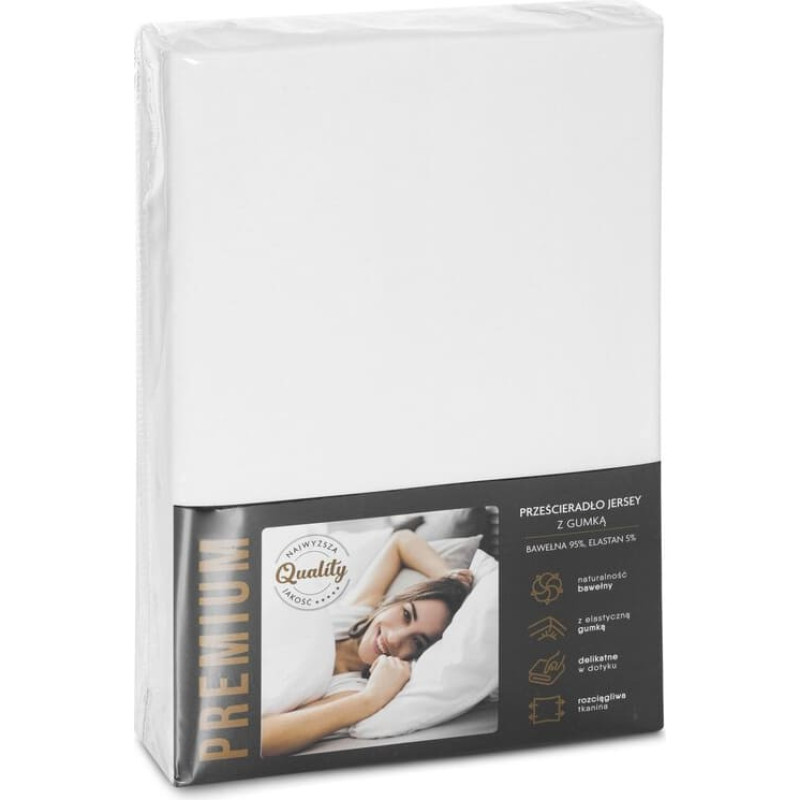 Džersija palags 4 ar gumiju 220x200 krēms augstajam matracim 30 cm 190 g/m2