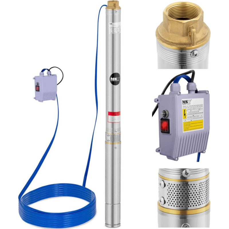 MSW Iegremdējamais sūknis dziļurbumam STAL 750 W 3800 l/h līdz 60 m