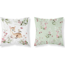 Kokvilnas spilvendrāna 40x40 Brieža brieža balts zaļš divpusējs PSBA 31 B Mayamoo 26