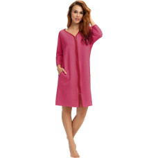 Sieviešu peldmētelis 214 L, bordo, halāts ar rāvējslēdzēju, ar kabatām, reljefs raksts, kokvilnas 7/8 piedurknes