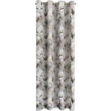 Aizkars 140x250 Lari, sudrabs, ziedi, gatavs, aptumšojošs ar cilpām