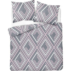 Kokvilnas gultasveļa 180x200 pelēka rozā ģeometrija 4566 A kokvilna 16