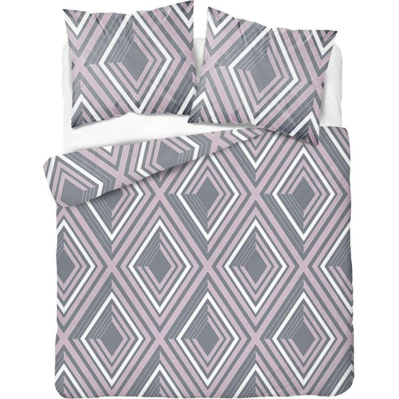 Kokvilnas gultasveļa 180x200 pelēka rozā ģeometrija 4566 A kokvilna 16
