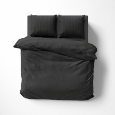 Damaskas gultasveļa 220x200, melna, vienkrāsainas svītras 1 cm Pure