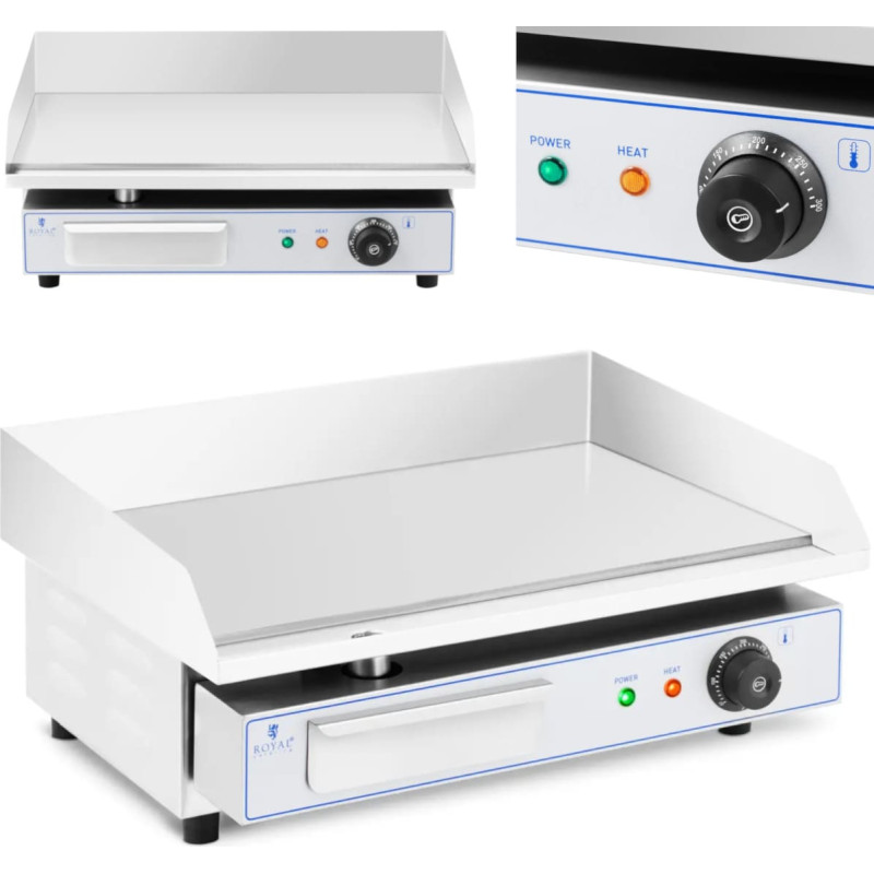Royal Catering Elektriskais grils, gluda grila plāksne, 550 x 400 mm, 3000 W