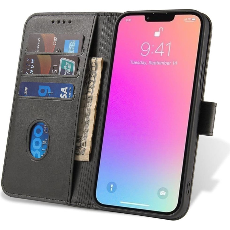 Hurtel Vāks ar atloku un maku Xiaomi Redmi Note 12 Magnet Case, melns