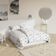 Kokvilnas gultas veļa 140x200 Terrazzo, balta, krāsaina ar vienu spilvendrānu I24