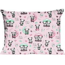Kokvilnas spilvendrāna 40x40 669K rozā pandas krāsainas Kids 24