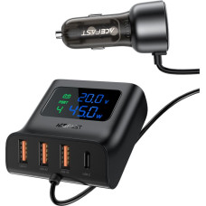 Acefast Automašīnas lādētājs 138W uzlādes stacija 6 USB PORTS, melns