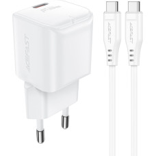 Acefast Mini PD 20W GaN lādētājs + USB-C kabelis, balts
