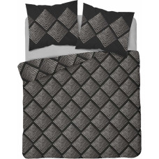 Kokvilnas gultas veļa 180x200 melna ģeometrija 4845 A Kokvilna 74