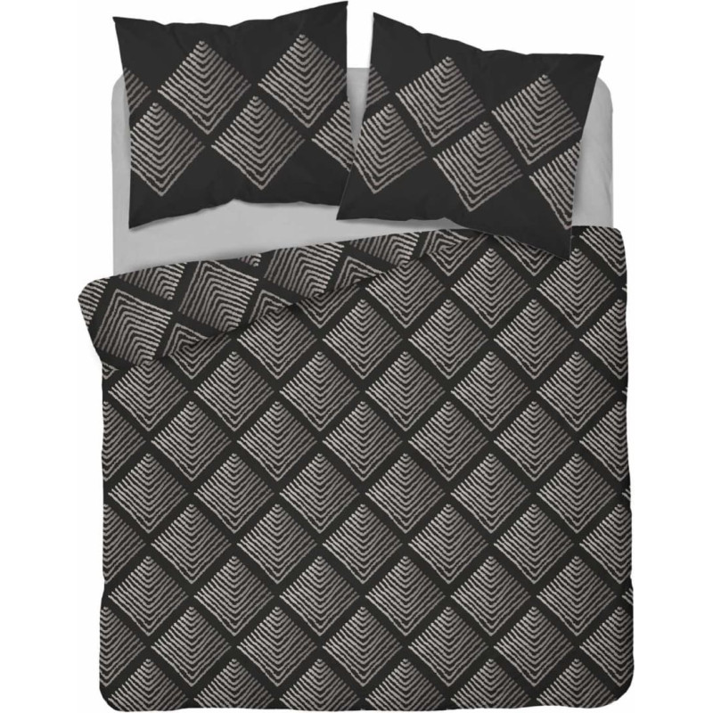 Kokvilnas gultas veļa 160x200 melna ģeometrija 4845 A Kokvilna 74