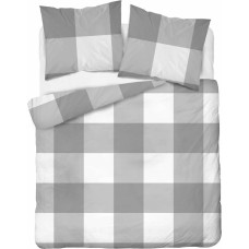 Kokvilnas gultasveļa 160x200 pelēki rūtaini 4846 B Kokvilna 74