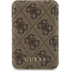 Guess Powerbank indukcyjny 15W GUPB5FP4EMGW 5000mAh brązowy|brown 4G Leather Metal Logo MagSafe