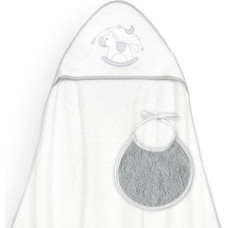 Interbaby Vannas dvielis 100x100 Caballito balts pelēks dvielis ar kapuci + priekšautiņš
