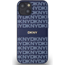 Dkny PU Leather Repeat Pattern Tonal Stripe Case for iPhone 14 Blue