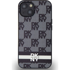 Dkny PU Leather Checkered Pattern and Stripe Case for iPhone 14 Black