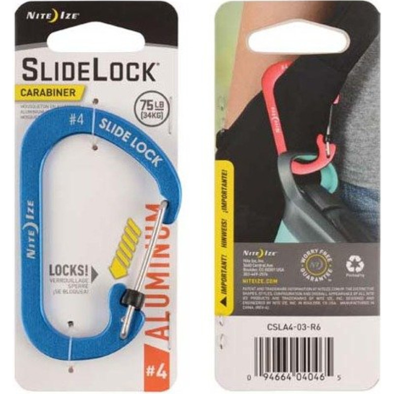 Nite Ize - SlideLock® alumīnija karabīne #4 — zils — CSLA4-03-R6