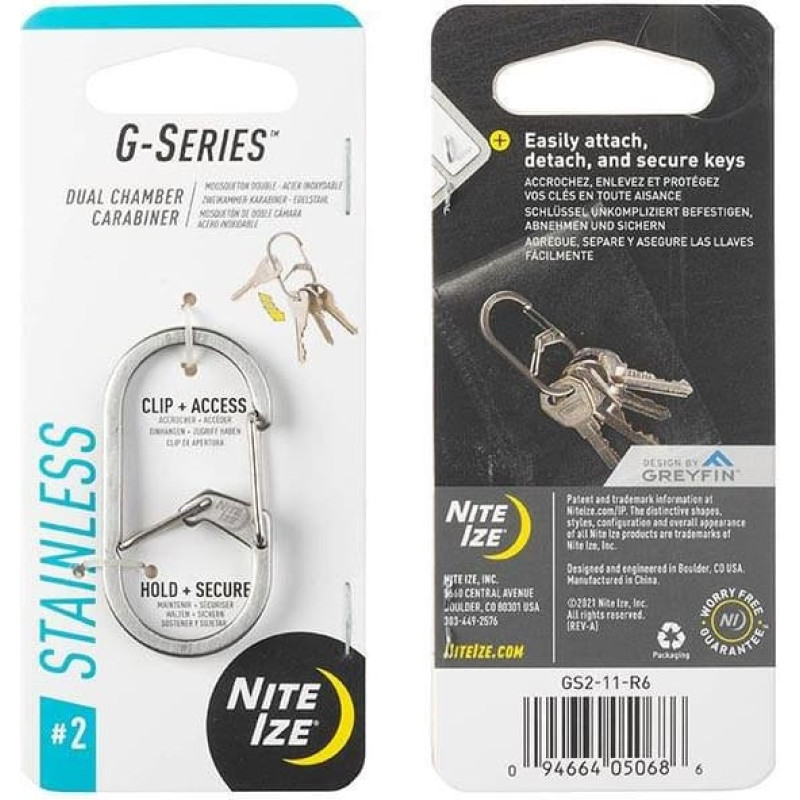 Nite Ize - G sērijas divkameru karabīne #2 - nerūsējošais tērauds - GS2-