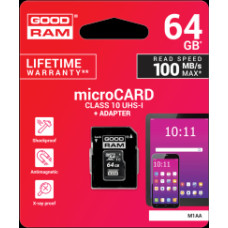 GOODRAM MICROSD 64GB CLASS 10|UHS 1 + ADAPTER SD