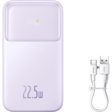 Baseus Powerbank ar displeju 10000mAh 22,5W + USB-A / USB-C kabelis violets