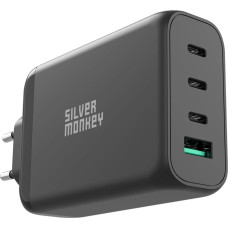 Silver Monkey GaN 130W wall charger 3x USB-C PD 1x USB-A 3.0 QC - black