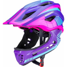 Rockbros TT-32SBPP-S children's bicycle helmet with detachable chinbar, size S - purple-pink