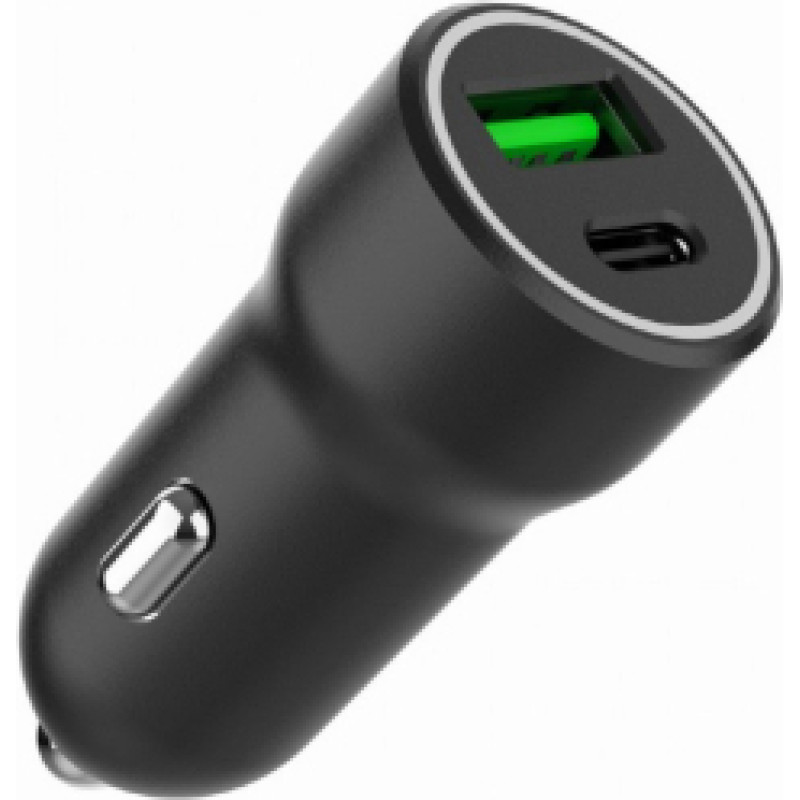 Auto lādētājs Gembird USB Type-C + USB Type-A Black