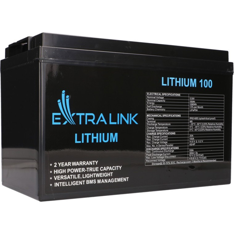 Extralink Accumulator LiFePO4 100AH 12.8V  BMS