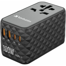 Verbatim Adapter podróżny EU|UK|US GaN 2xUSB-A|2xUSB-C PD 100W UTA-06 czarny|black 32121