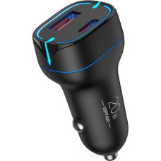 Auto lādētājs Vipfan C11, USB + USB-C, PD 20W + QC 3.0, LED (melns)