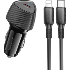 Borofone Car charger BZ31B Solid - Type C - PD 30W with Type C to Lightning cable black