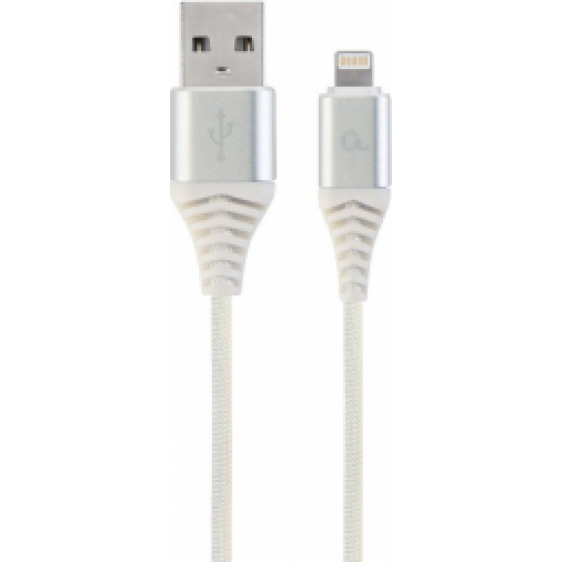 Gembird Premium Cotton Braided USB to 8-pin 2m Silver | White