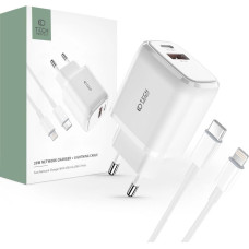 Tech-Protect C20W USB-C PD 20W | USB-A QC 3.0 network charger with USB-C | Lightning cable - white