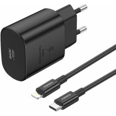 Foneng EU51 USB-C 25W mains charger + USB-C - Lightning cable (black)