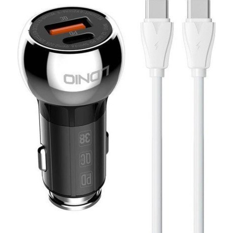 LDNIO C1 USB  USB-C Car charger + USB-C - USB-C Cable