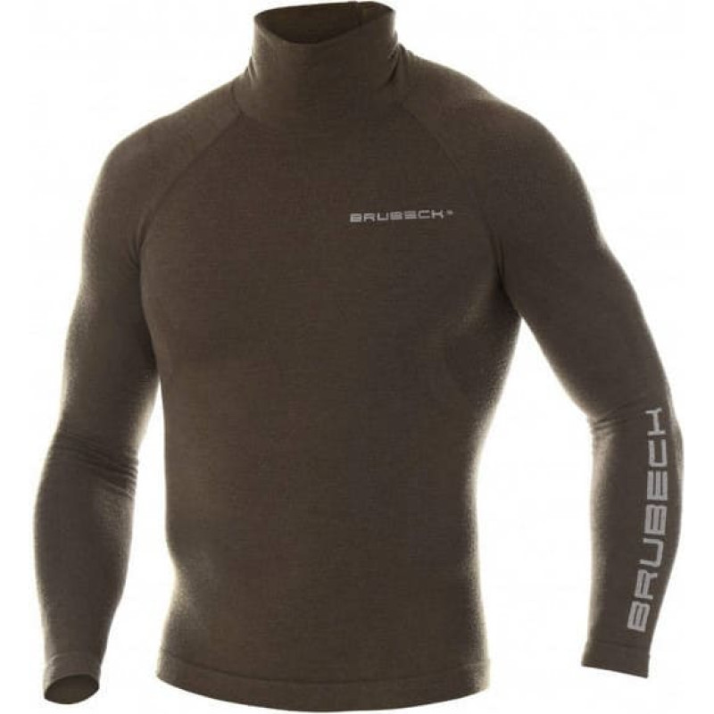 Brubeck - Ranger Wool termiskais džemperis - ar garām piedurknēm - haki - LS1420M (XXL)