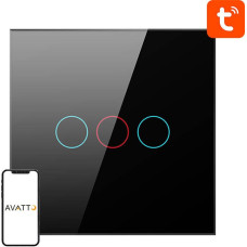 Smart Light Switch ZigBee Avatto ZTS02-EU-B3 3 Way TUYA (black)