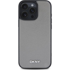 Dkny PU Leather Silver Metal Logo Magsafe Case for iPhone 16 Pro Max Grey