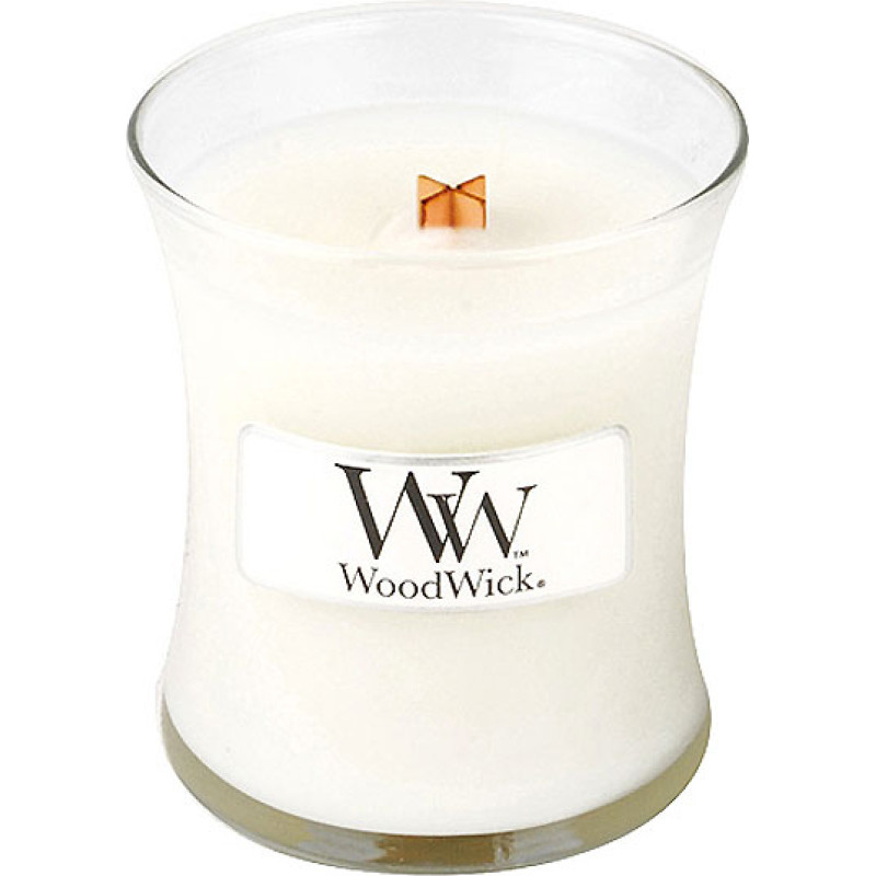 Woodwick Linen scented candle with wooden wick 85 g