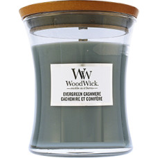 Woodwick Evergreen Cashmere scented candle with wooden wick 275 g