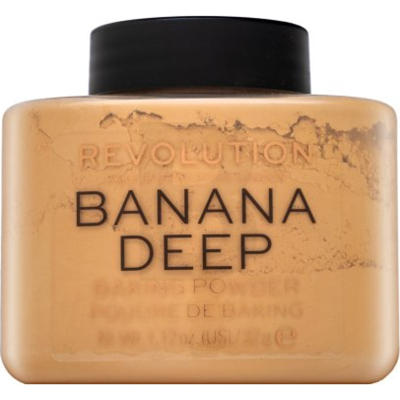 Makeup Revolution Baking Powder Banānu dziļais pūderis viendabīgai un mirdzošai sejas ādai 32 g