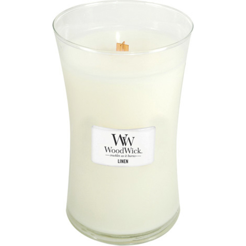 Woodwick Linen scented candle with wooden wick 609,5 g